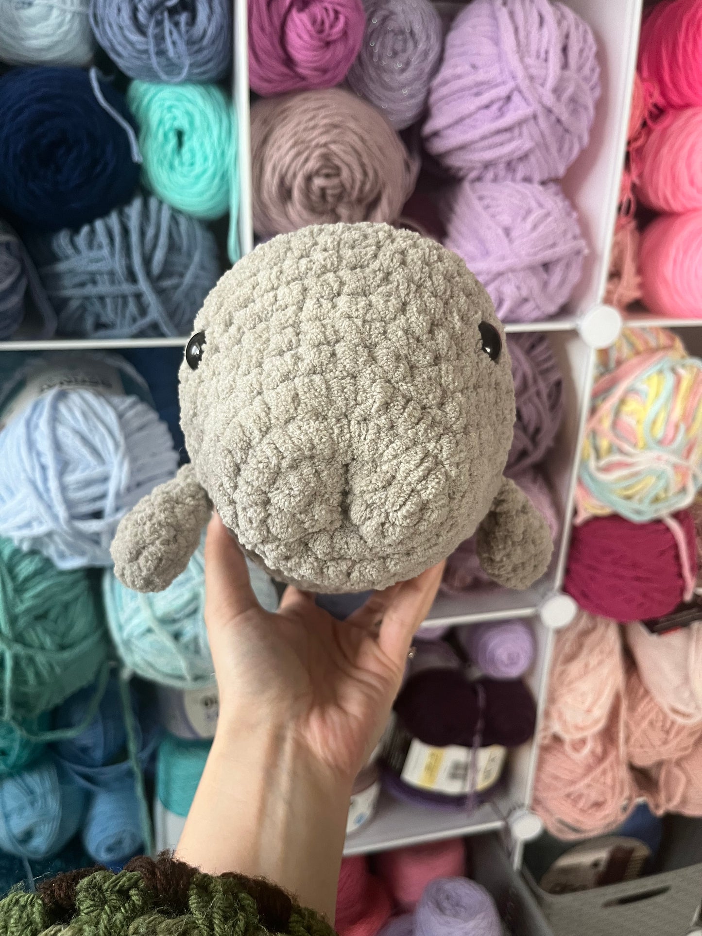 13" Adorable Crochet Manatee Plushie - Handmade Stuffed Animal, Perfect Gift for Manatee Lover, Cute Manatee Stuffed Animal, Sea Cow Plushie