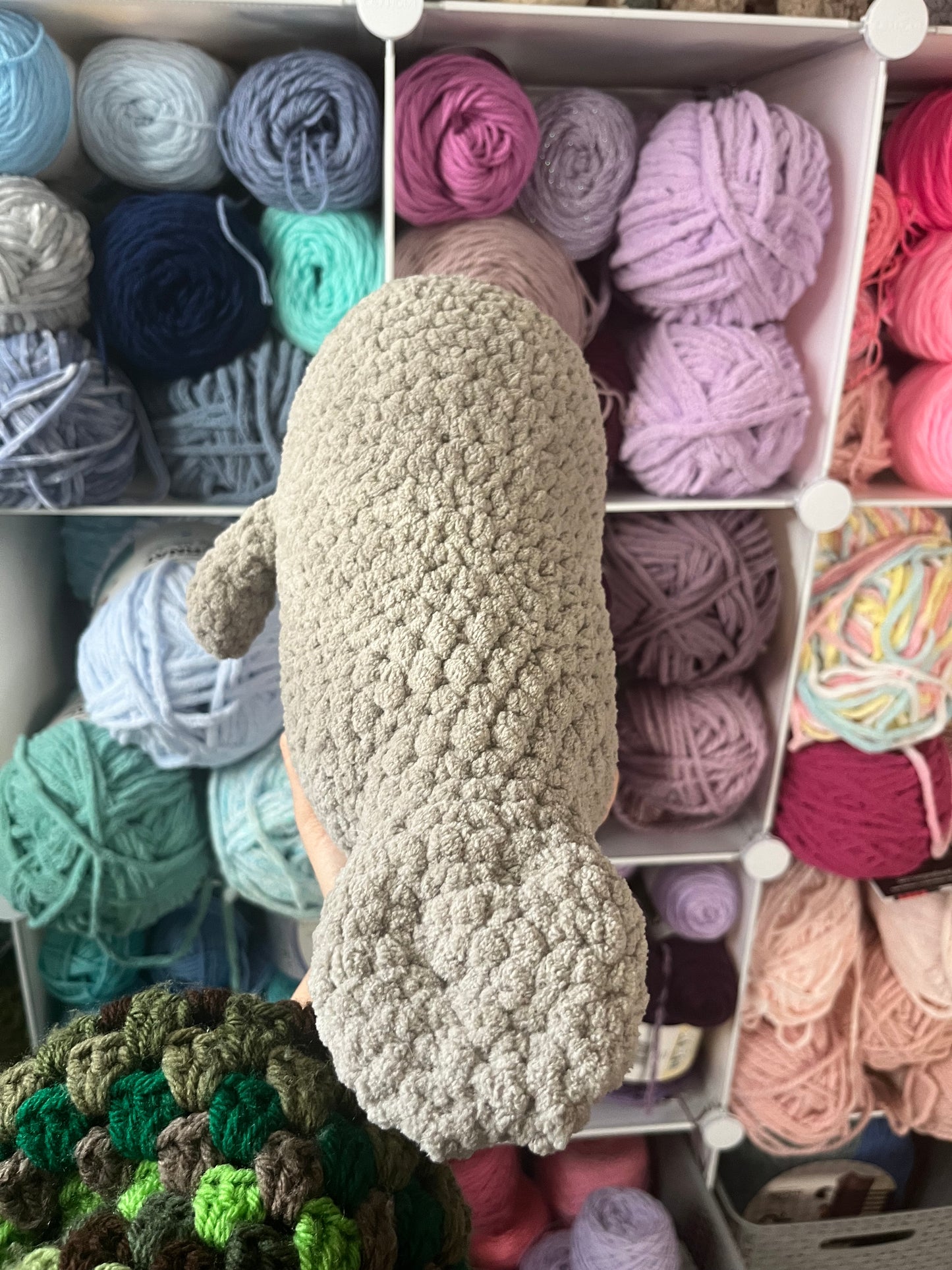 13" Adorable Crochet Manatee Plushie - Handmade Stuffed Animal, Perfect Gift for Manatee Lover, Cute Manatee Stuffed Animal, Sea Cow Plushie