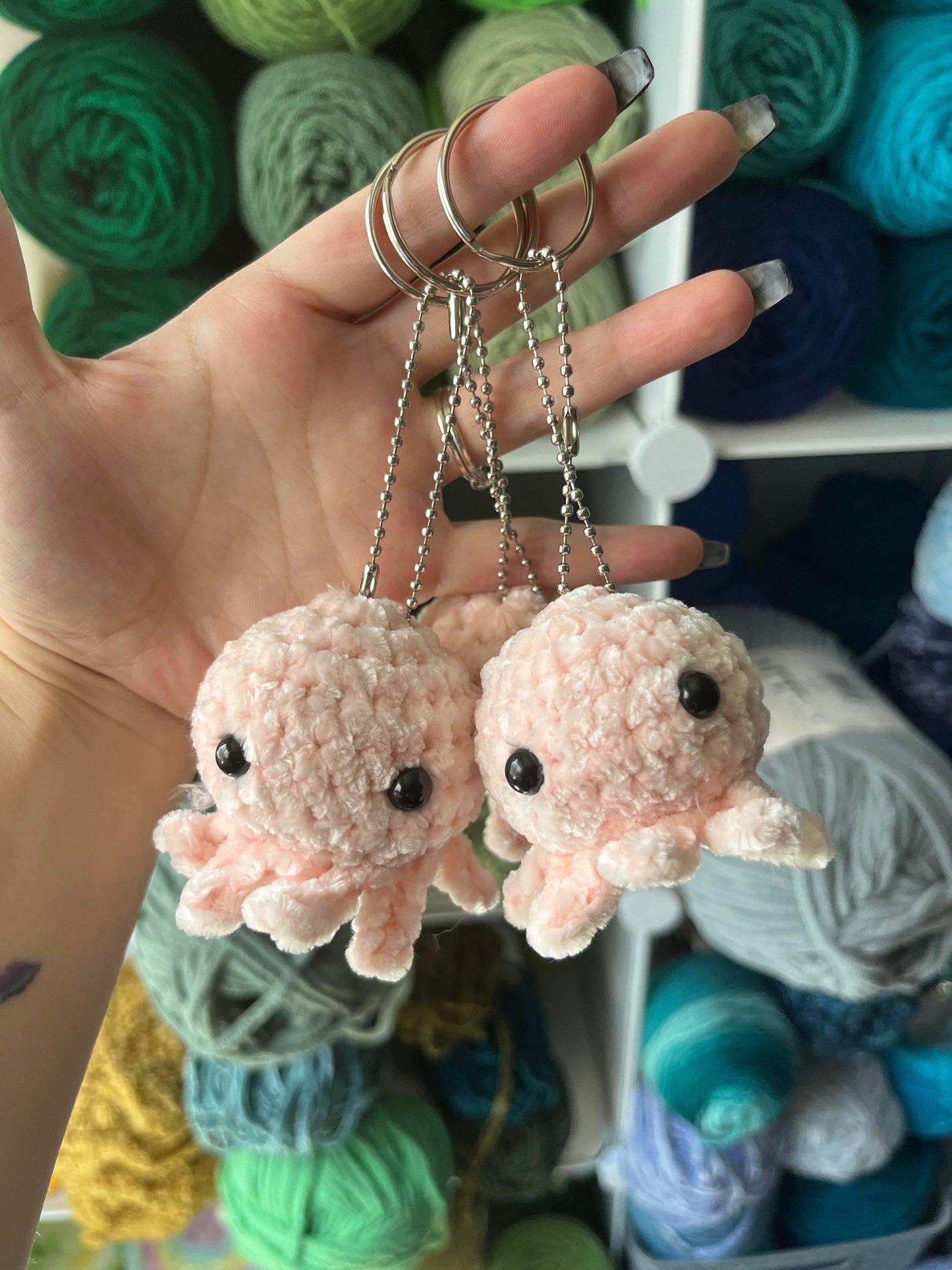 2” Crochet Light Pink Octopus Stuffed Animal Keychain, Baby Octopus Plushie, Tiny Octopus, Handmade Octopus Plush, Octopus Lovers Gift