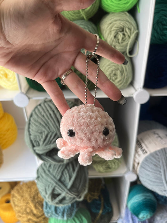 2” Crochet Light Pink Octopus Stuffed Animal Keychain, Baby Octopus Plushie, Tiny Octopus, Handmade Octopus Plush, Octopus Lovers Gift