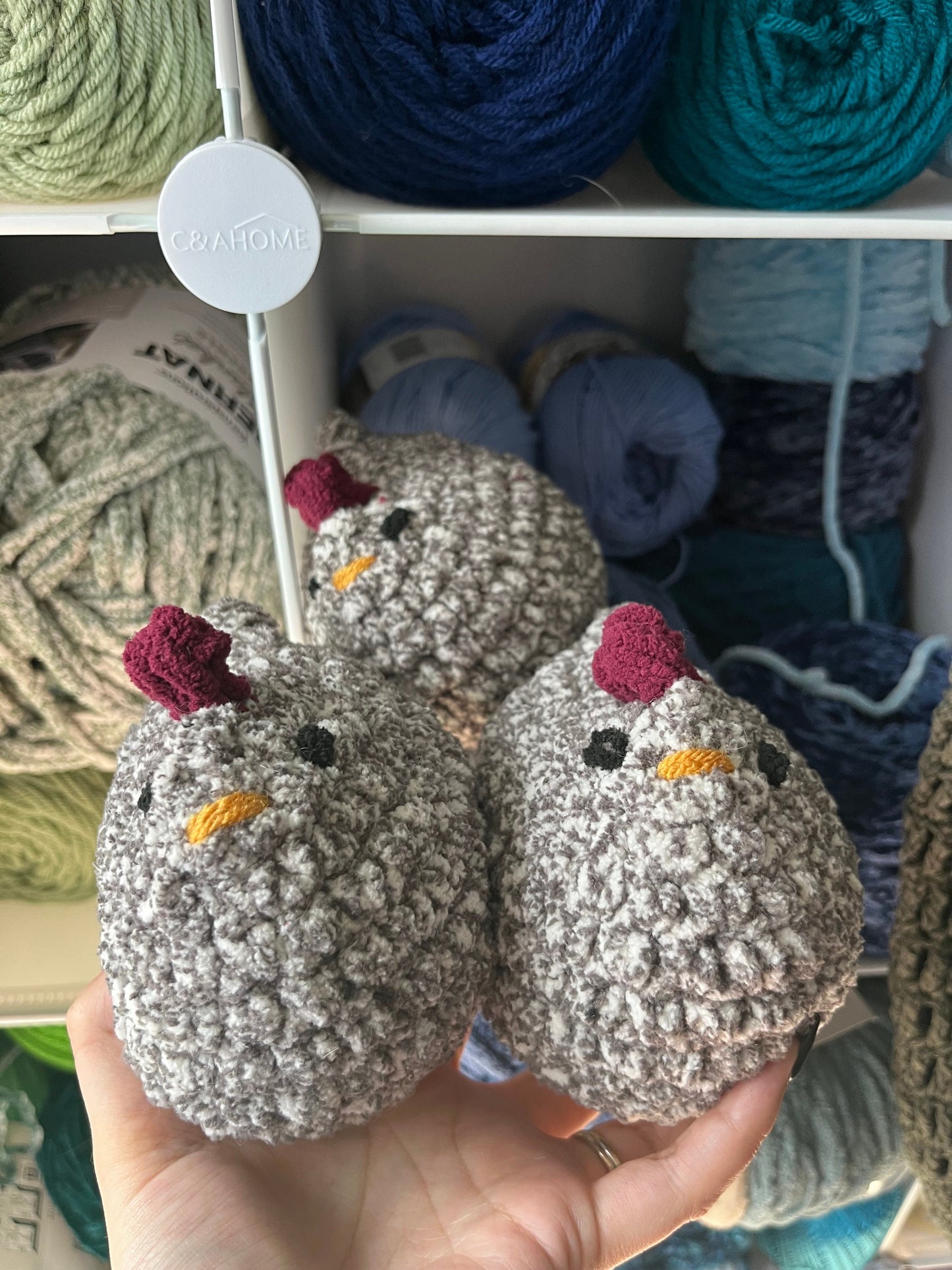 4" Crochet Chicken - Black and White Speckled - Adorable Handmade Farmhouse Animal Decor - Perfect Gift for Chicken Lovers & Home Accents