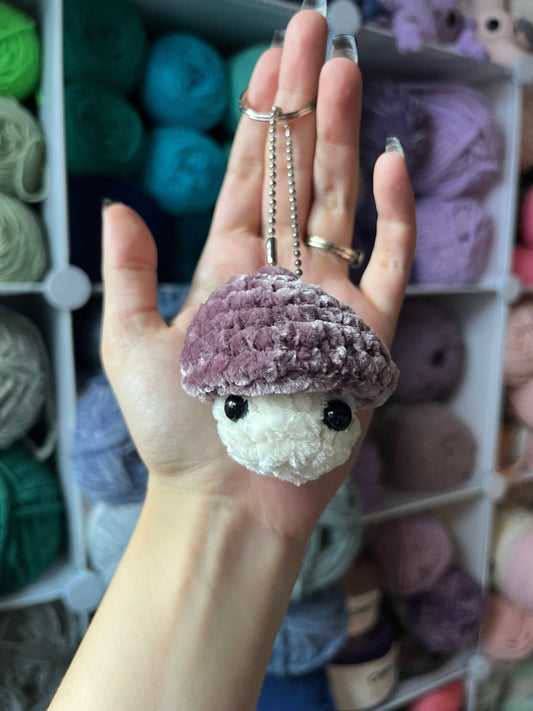 2” Crochet Purple Mushroom Pop Keychain, Mushroom Fidget Toy Keychain, Mushroom Anxiety Toy, Cute Keychain for Keys, Mushroom Lover Gift